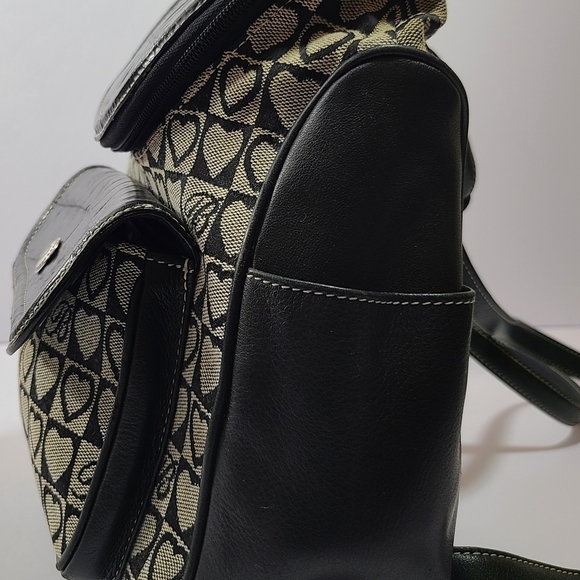 Stylish Brighton Black and Cream Heart Pattern Backpack Style Bag main image 12